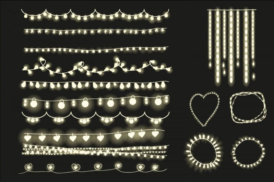 Свадьба - Fairy lights clipart, string lights clip art and card templates. files for small commercial use. WEDDING, let's celebrate clipart.