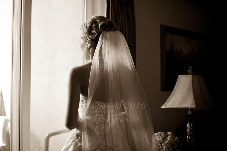 Wedding - IVORY Cathedral Veil with Scattered Swarovski Crystals, Full Veil, 108" Length - READY to SHIP