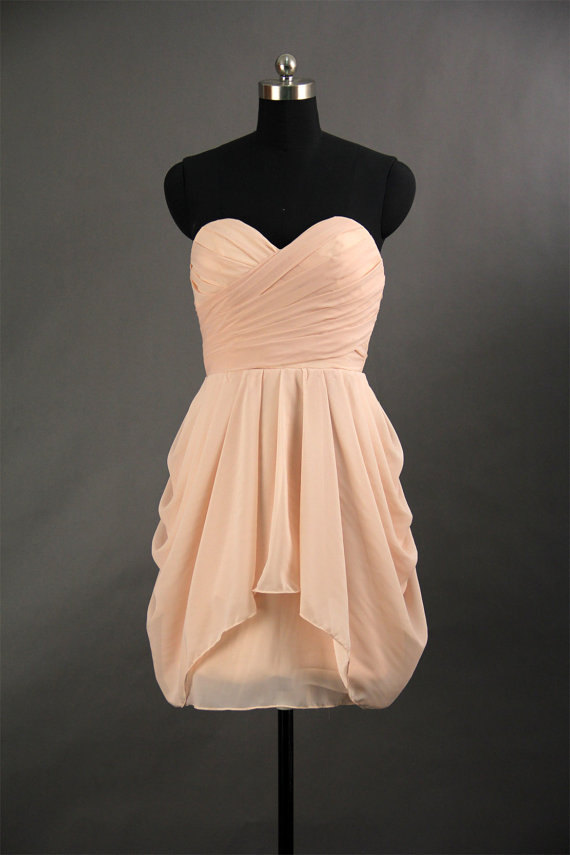 Hochzeit - Sweetheart Mini Bridesmaid Dress, A-line Short Mint Chiffon Bridesmaid Dress