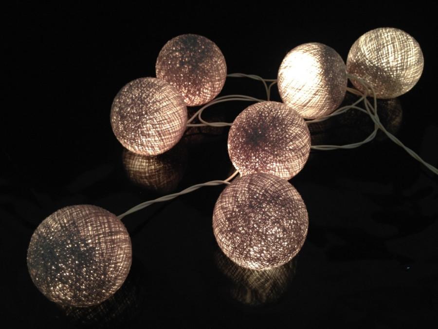 Mariage - 20 Bulbs Handmade Dim Grey Cotton ball string lights for Patio,Wedding,Party and Decoration