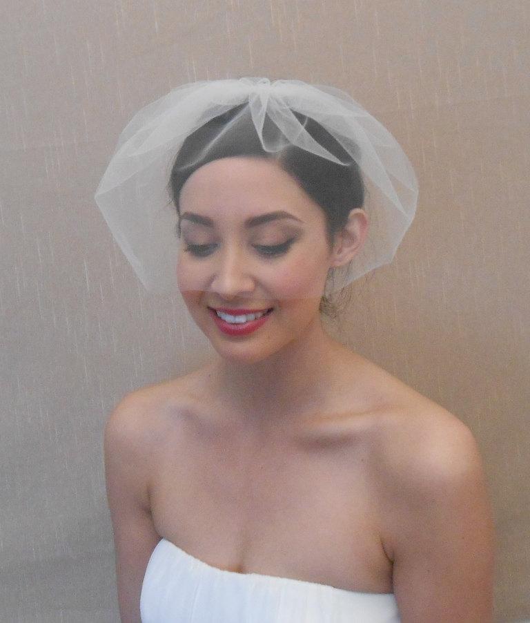 Mariage - Bridal tulle birdcage veil in ivory, white, blush, or champagne - Ready to ship in 3-5 days