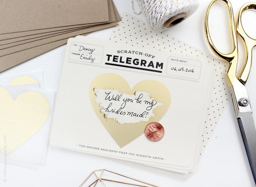 Wedding - Scratch-off "Will you be my" Telegram / Classic Cream & Black