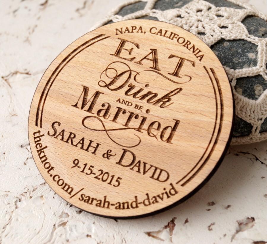 Mariage - Save the Date magnet, rustic wooden save the dates magnets, wooden magnet, personalized round wood save the dates