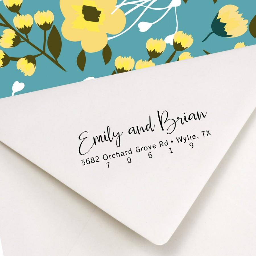 Свадьба - Address Stamp - Wedding Invitations - Personalized Womens Gift - Return Address Stamp - Modern Address Stamp - Stamper - Brian and Emily
