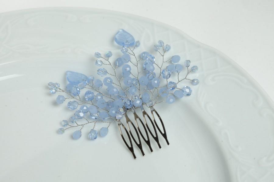 زفاف - Blue wedding hair comb Blue bridal headpiece Blue wedding hair accessories Blue bridal hair comb Blue crystal hair comb Blue comb