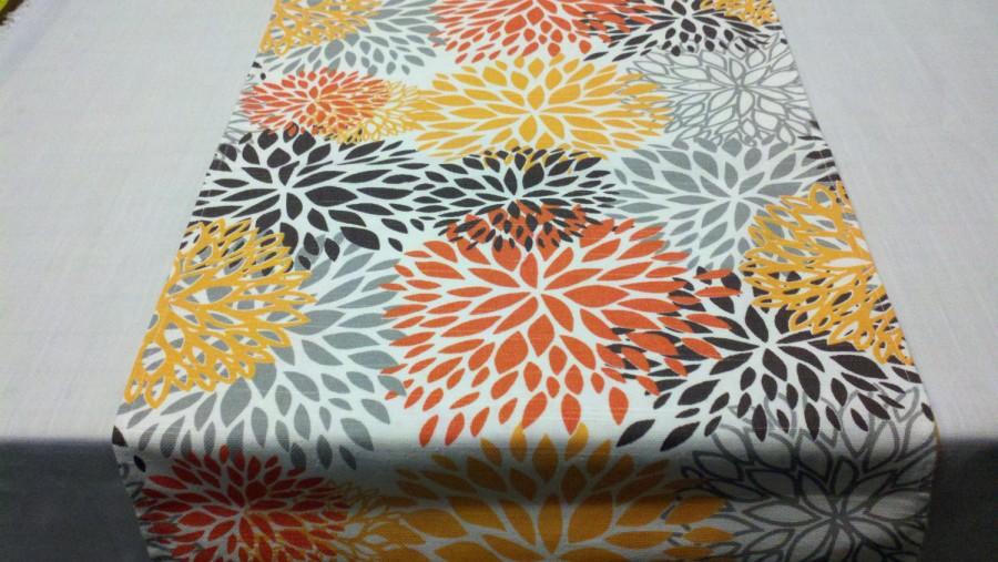 Mariage - MUMS TABLE RUNNER -Grey,Orange, and Teal/Turquoise or Orange Yellow and Brown Mums bloom Floral  Table Runners Wedding Bridal Home Decor