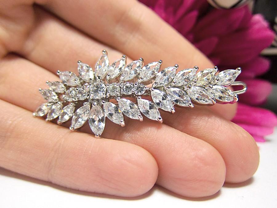 Wedding - Wedding Hair Clip Wedding hair accessories Crystal Bridal Barrette Bridesmaid Barrette Hair Barrette Cubic Zirconia small hair clip