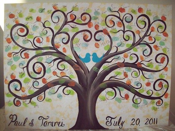 Wedding - Wedding Guestbook Thumbprint Tree Canvas.....18 X 24......165- 185 Guests