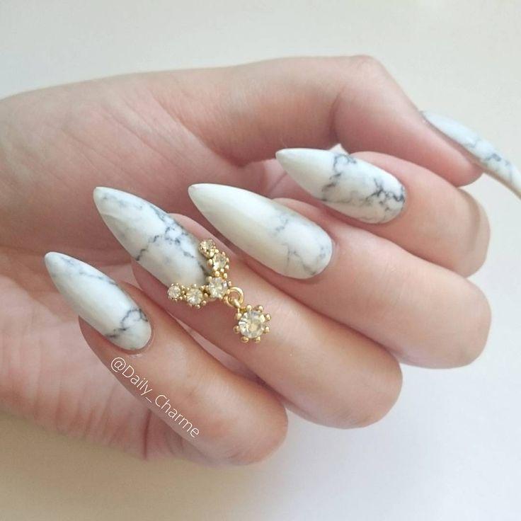 Wedding - Dailycharme On Instagram: “Another Simpler Look Using These Gorgeous Marble Nail Wraps By @appliq, Paired With Our New Diamond Necklace Charm. ✨ Shop For Your…”