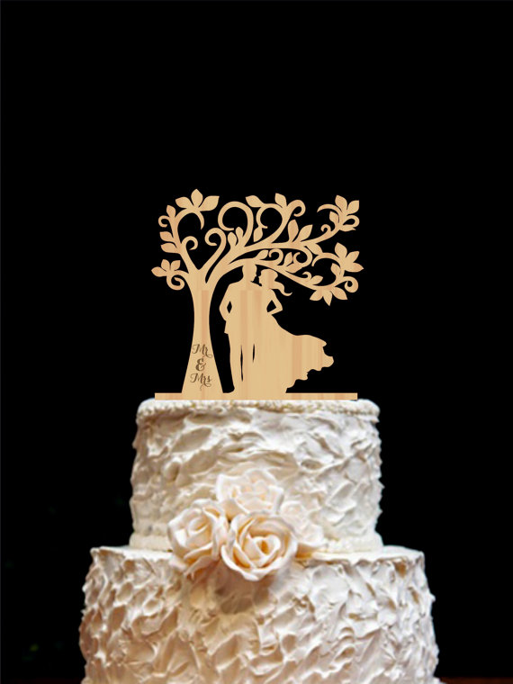 زفاف - Rustic Wedding Cake Topper- Personalized Monogram Cake Topper - Mr and Mrs -