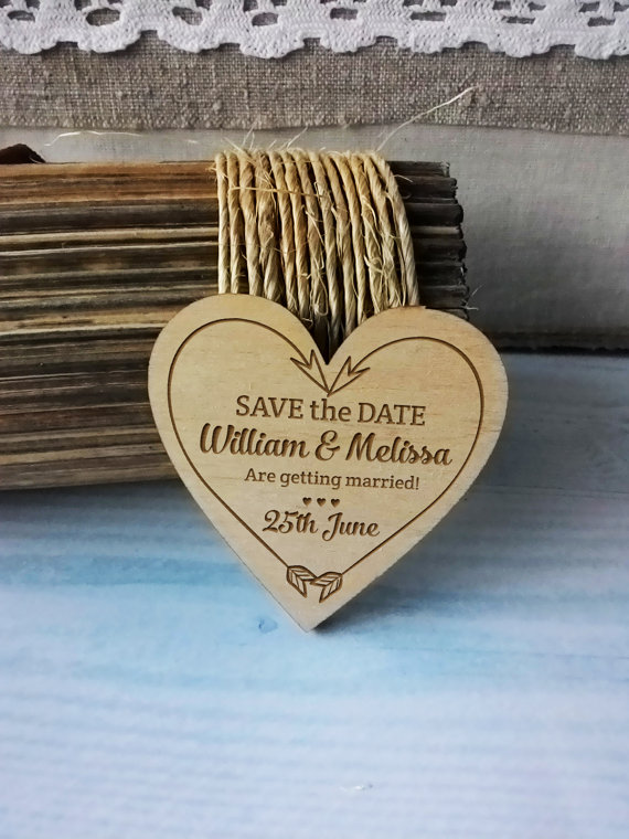 Wedding - Save the Date heart- Save the Date magnet - Rustic Save the Date - Personalized Save the Date