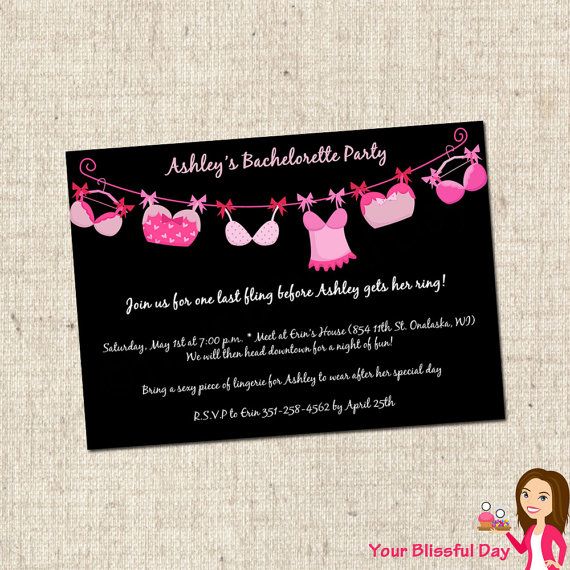 Mariage - PRINTABLE Bra-line Bachelorette Party Invitations #803