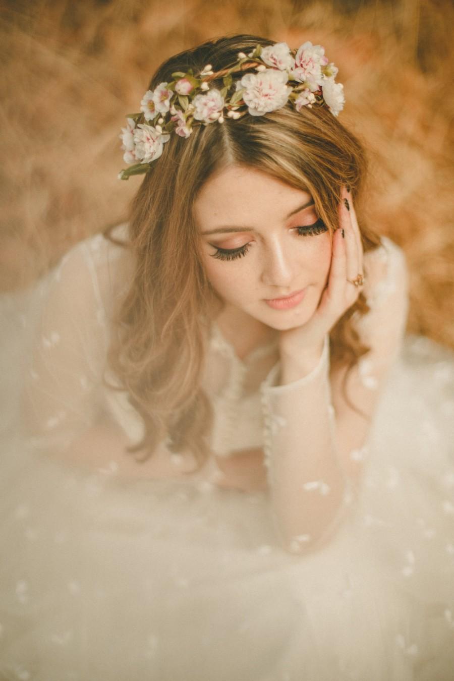 Mariage - Boho hair accessory, wedding head piece, woodland crown, floral crown, bridal hair accessory - Meadow