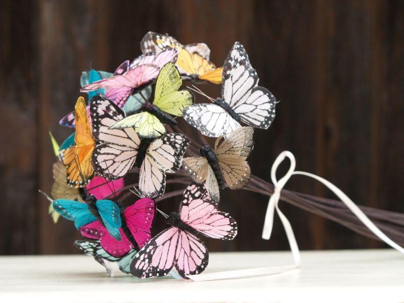 Mariage - Butterfly Bouquet Wedding, Bridesmaids, Flower Girl, Toss Bouquet, Bride, White, Pink, Green Fuschia