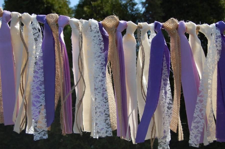 Свадьба - Rustic Purple Lace Burlap Garland Wedding