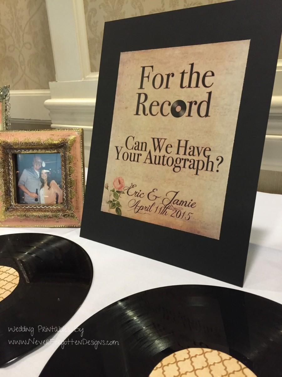 Mariage - Vintage Aged Music Rose Record Signing Guest Book Sign