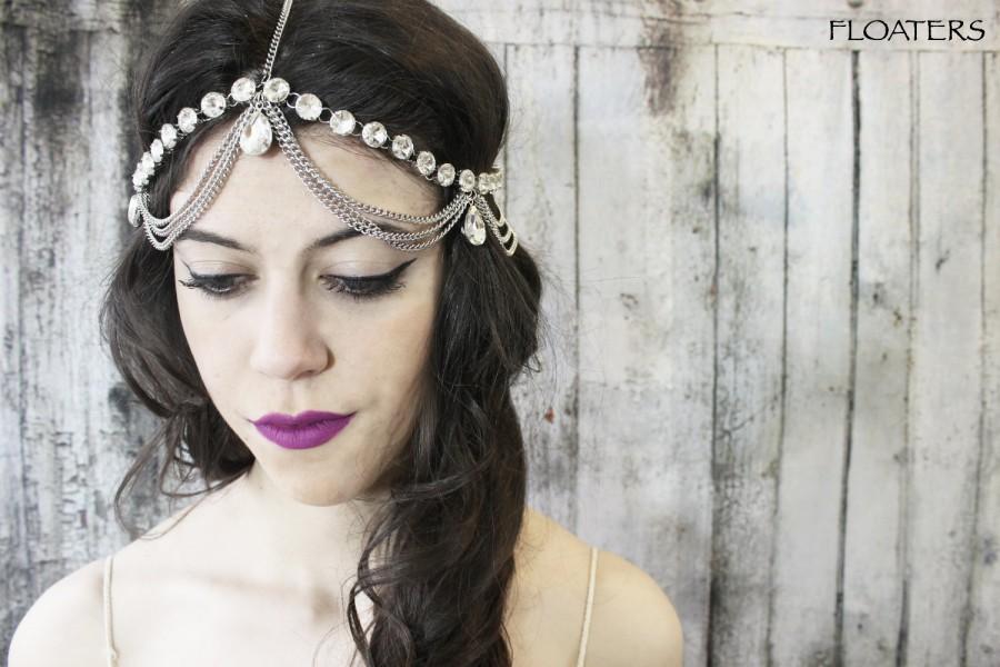 زفاف - Bridal Headpiece, Bohemian Bridal Headband, Head chain