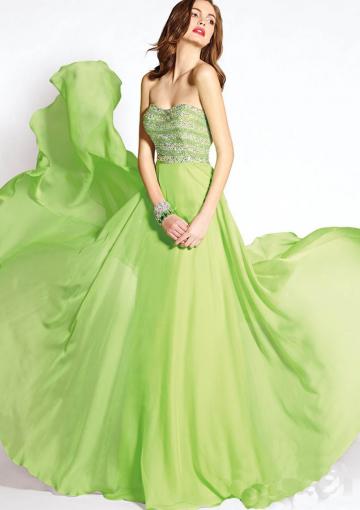 Mariage - Criss Cross Strapless Beading Chiffon Ruched Floor Length