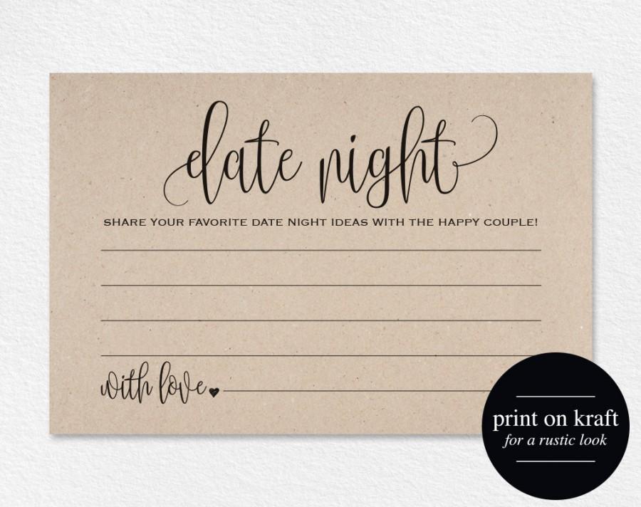 Hochzeit - Date Night Cards, Date Night Ideas, Date Jar, Wedding Advice Card, Marriage Advice, Wedding Advice Template, PDF Instant Download 