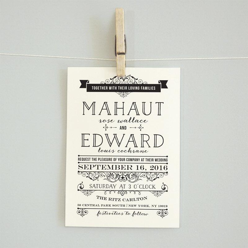 Mariage - printable wedding invitation reception card rsvp card details card accommodation card vintage wedding edwardian invitation - MAHAUT
