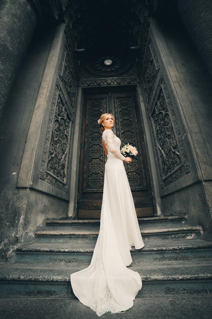 زفاف - A-line Lace Wedding Dress with Open Back - "Natalia", Long Sleeve Wedding Dress, Simple Wedding Dress, Custom dress, Rustic bridal gown