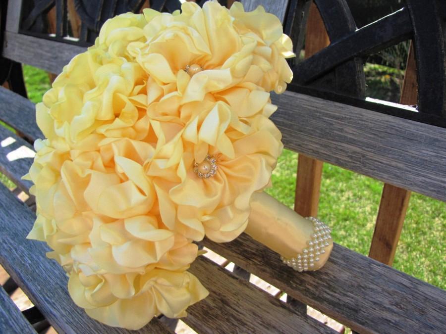 Свадьба - Bride bouquet 8.5'' peonies bouquet fabric flower fabric bouquet customize bouquet bridal boutonniere bridal bouquet satin ribbon bouquet