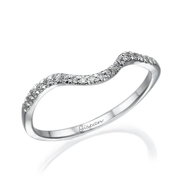 Mariage - Curved Wedding Ring, Eternity Ring, Wedding Set Ring,  Wedding Band Woman, Chevron ring, Twist ring, Diamond ring, unique wedding band