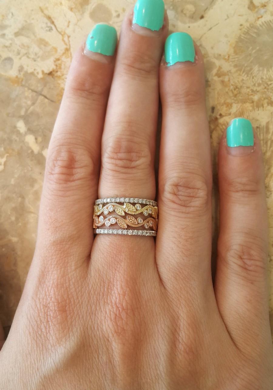 Wedding - leaf Wedding Ring, Engagement Ring, leaves ring, Wedding Band, Engagement Band, Anniversary gifts, Rose Gold Ring, Diamond Ring