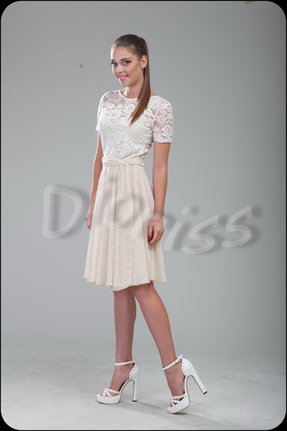 Свадьба - Ivory Lace Bridesmaid Dress Prom ivory Chiffon Dress Evening Dress  ivory Dress Formal party.