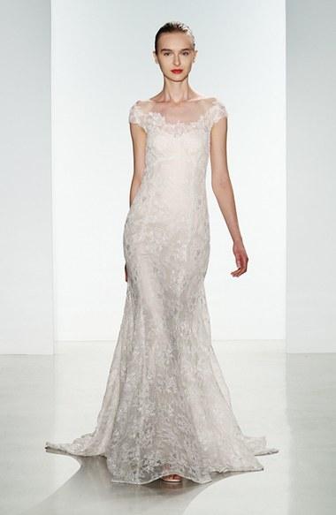 زفاف - Women's Christos Bridal 'Mona' Off the Shoulder Corded Lace Fit & Flare Gown, Size IN STORE ONLY - Ivory (In Stores Only)