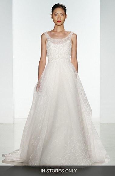 زفاف - Women's Christos Bridal 'Claire' Beaded Chantilly Lace & Floral Tulle Ballgown, Size IN STORE ONLY - Ivory (In Stores Only)
