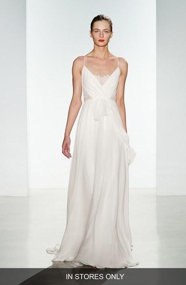 زفاف - Women's Christos Bridal 'Tinsley' Silk Chiffon & Lace Spaghetti Strap Gown, Size IN STORE ONLY - Ivory (In Stores Only)