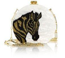 Hochzeit - Edie Parker Glittered Zebra Acrylic Clutch