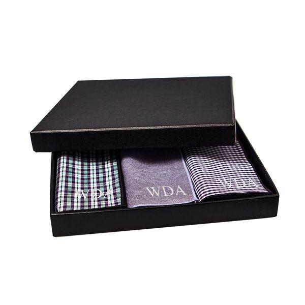 Wedding - Personalized Pocket Square Gift Set – 3 Color Combinations