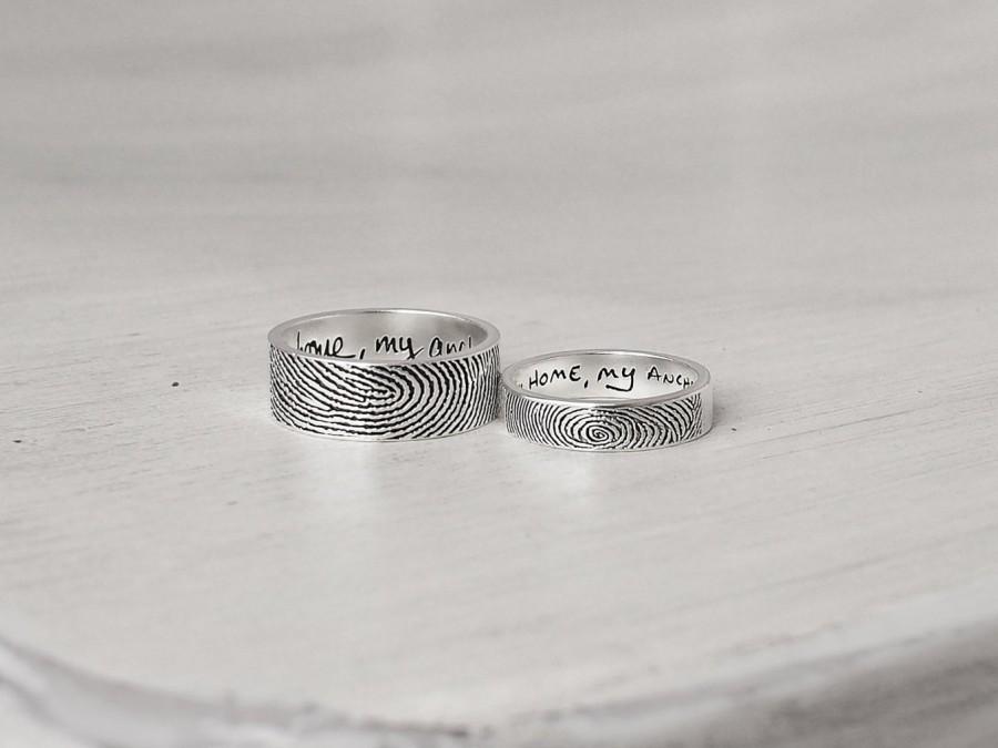 زفاف - 20% OFF Set of 2 Personalized Actual Fingerprint Rings - His and Hers Promise Rings - Meaningful Wedding Gifts for Couple - FR02FM