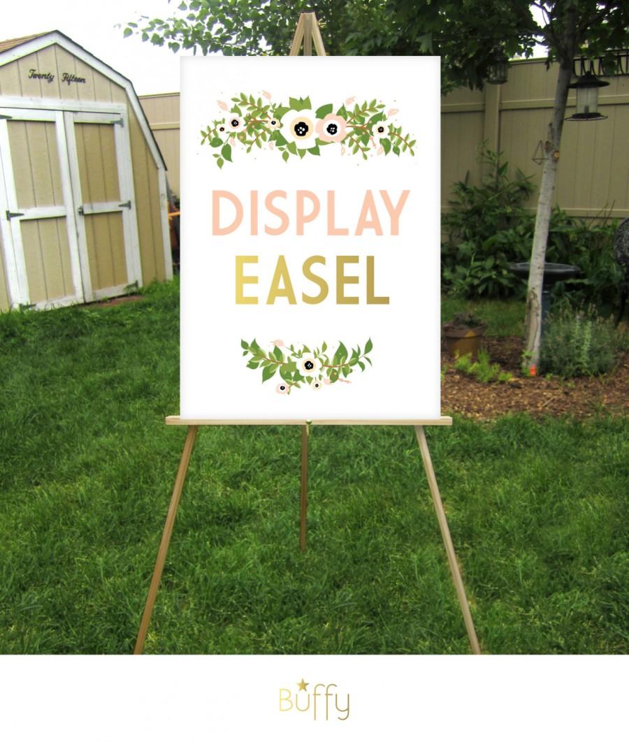 Wedding - 5ft Wood Floor Easel . Displays Foam Board or Canvas prints up to  24 x 36in .  Hand painted Gold White or Black . Wedding Event Signs