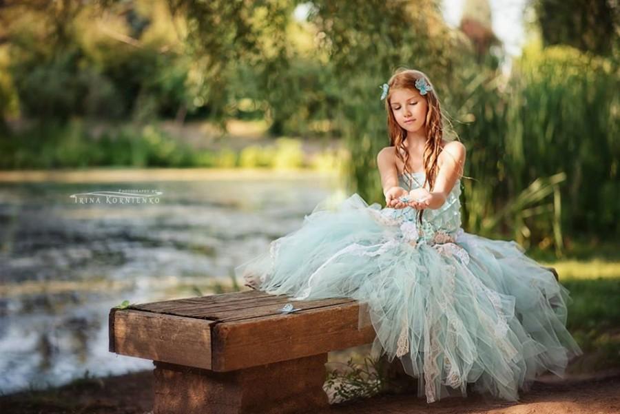 Hochzeit - Aqua Flower Girl Dress