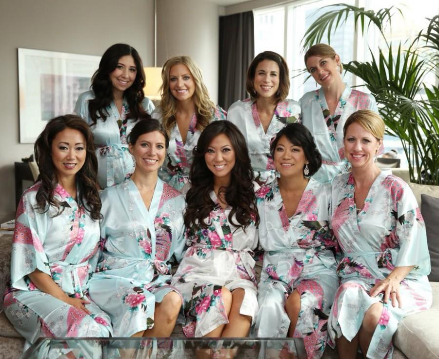 Свадьба - CD1 bridesmaid robes,best bridesmaid gifts kimono robe satin robes wedding clothes for women Not silk robe Not set of 9