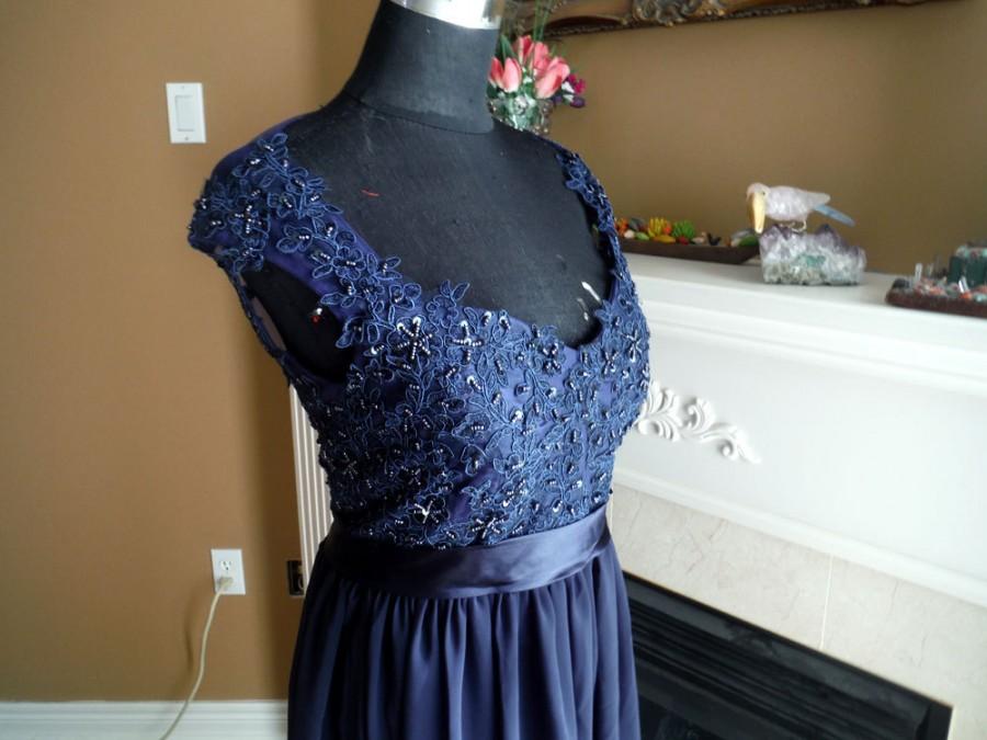 Hochzeit - Navy blue bridesmaid dress, lace bridesmaid dress, navy blue lace dress, maternity lace gown