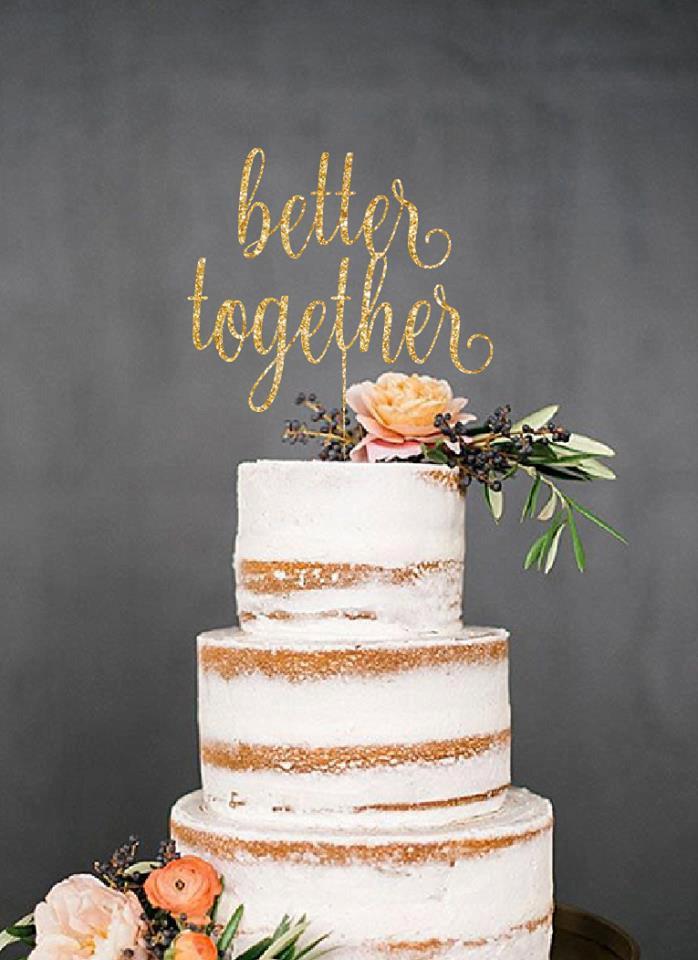 Hochzeit - Glitter Better Together Wedding Cake Toppers in your Choice of color, Elegant Custom Wedding Cake Toppers, Unique Wedding Cake Topper