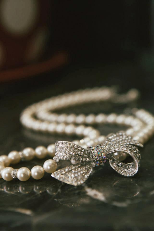 زفاف - Pearl Necklace with Bow,Bridal Rhinestone Necklace,Ivory or White Pearls,Statement Bridal Necklace,Bridal Pearl Necklace,Pearl,Bow,ANASTASIA