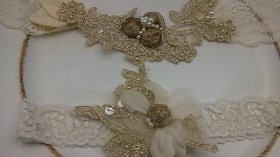 Wedding - Keepsake Bridal Garter Set, Wedding Pearl, Garter Handmade Vintage Inspired Lace