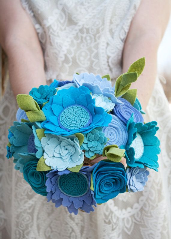 Mariage - Felt Bouquet - Wedding Bouquet - Alternative Bouquet - "Blue Bird"