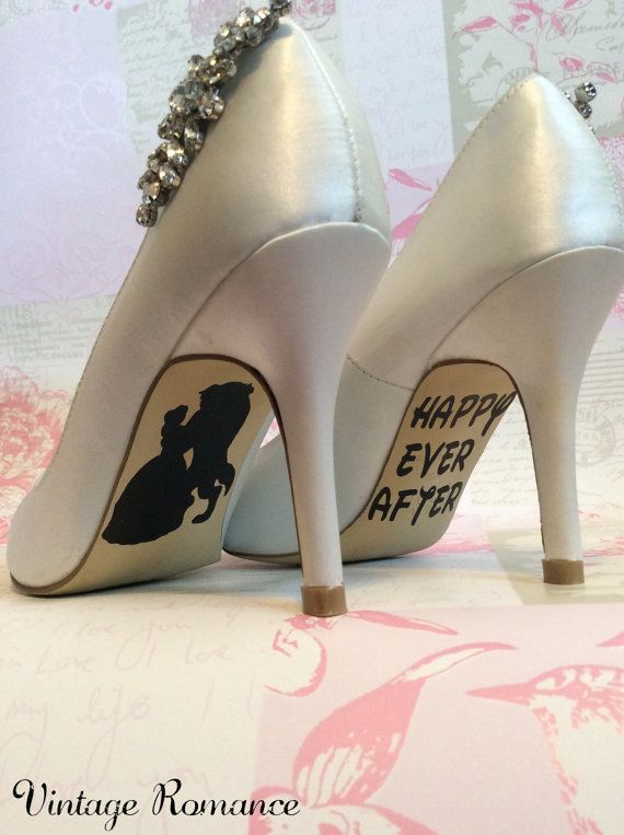 Hochzeit - Disney Wedding Day Shoe Sole Vinyl Decals / Stickers Beauty And The Beast Belle