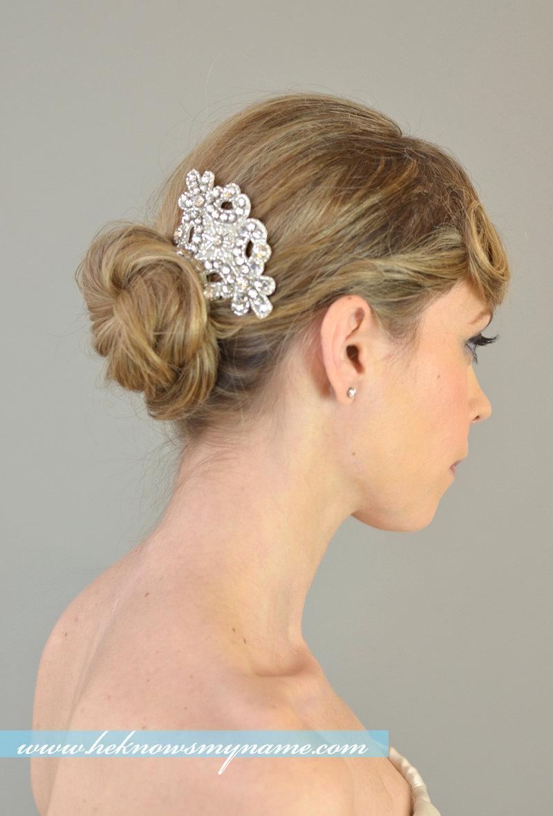 Hochzeit - Wedding Accessory Bridal Hair Comb, Josephine (Free U.S. Shipping) - crystal, cubic, rhinestone, art deco, art nouveau