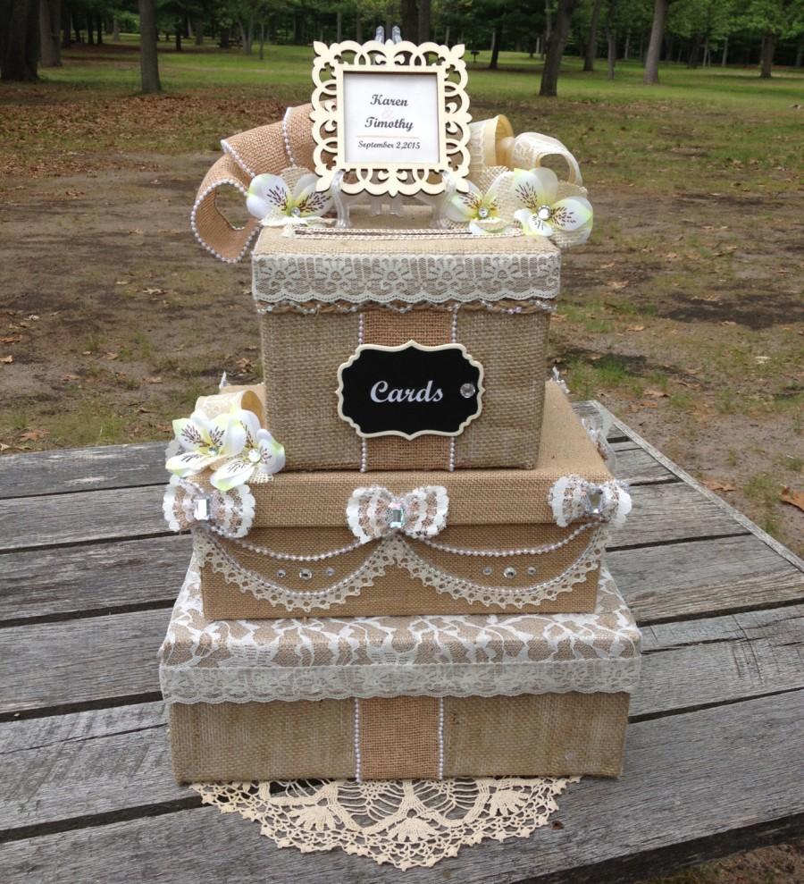 Свадьба - Rustic Victorian Wedding Card Box,card holder for wedding,Card Box,Rustic Wedding Invitation,rustic wedding cake topper,money holder