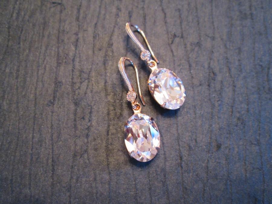 زفاف - NEW Rose Gold Swarovski Earrings/ Rosaline Pink Bridesmaid Jewelry/ Wedding Jewelry/ Pink Crystal Earrings/Rose Gold Earrings/Blush Earrings