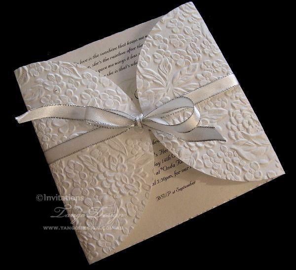 Wedding - White, Ivory, Champagne and Gold Wedding Invitation - Elegant floral invitations- 1x SAMPLE embossed card garden outdoor or formal wedding