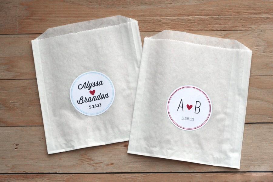 25 Personalized Wedding Stickers Favor Bags Custom Stickers