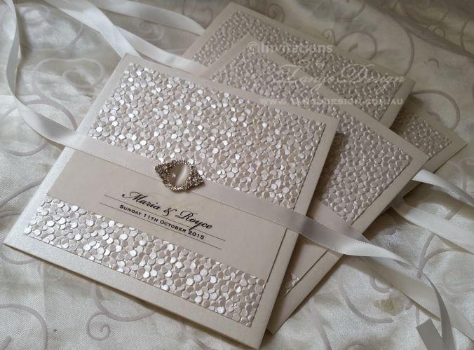 Hochzeit - Vintage wedding Invitations with pearl crystal - Luxury Wedding Invitation, 1x SAMPLE invite pocketfold with info and rsvp cards